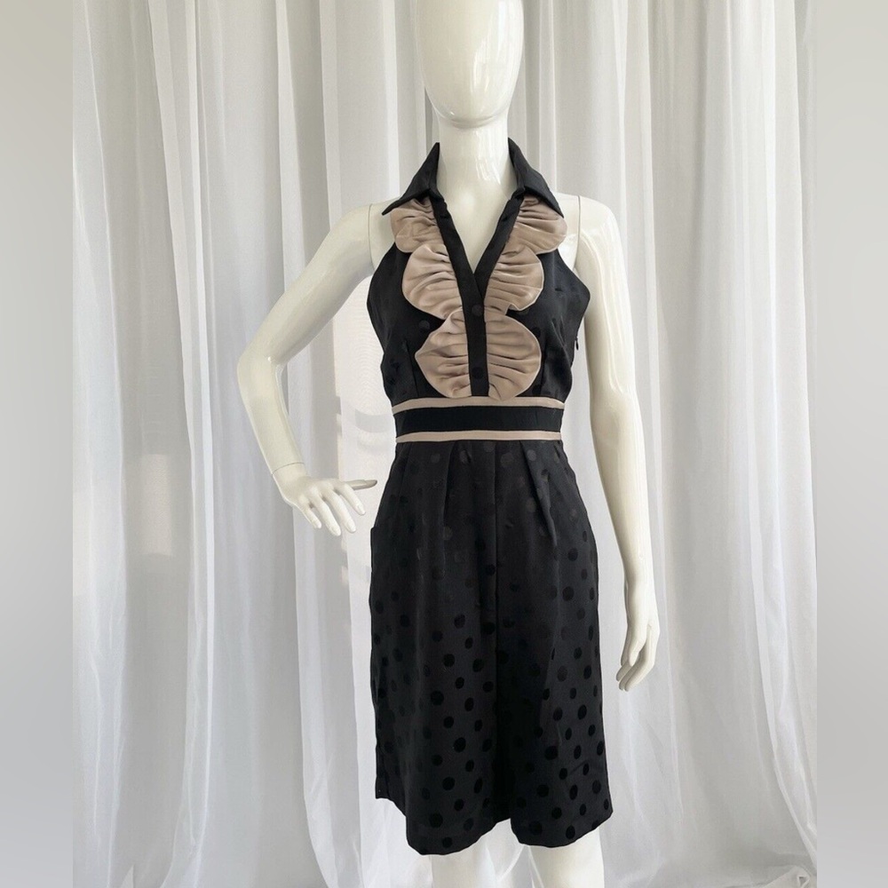 Max & Cleo Black Sleeveless Ruffle Tuxedo Sheath Dress